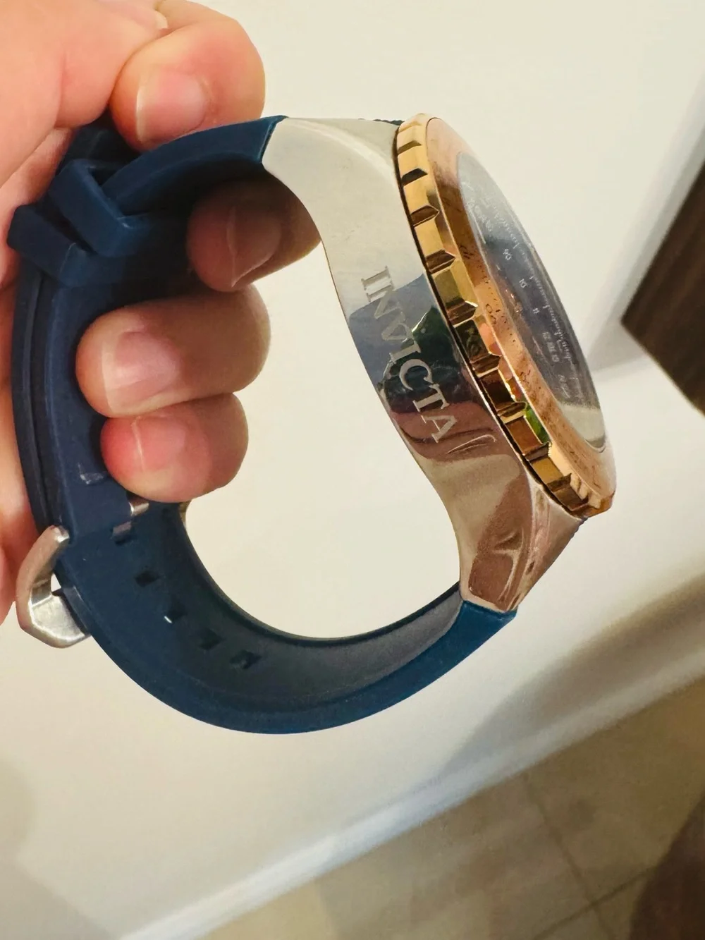 Invicta Aviator Men's Blue Dial Watch with Rose Gold Accents